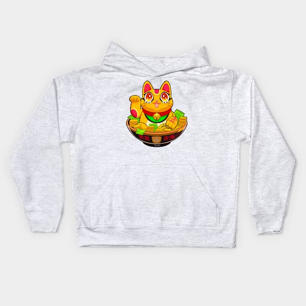 Cute Maneki Neko Ramen T-Shirt 4 Kids Hoodie by felixantosart